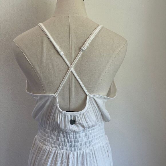 PrAna Fernie Wide Leg Jumpsuit White Size S NWT Lightweight Semi-Sheer Coverup - Picture 12 of 16